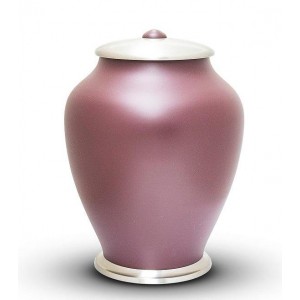Brass Cremation Ashes Urn – Simplicity at Heart - Matt Burgundy Maroon with Silver Trim & Lid